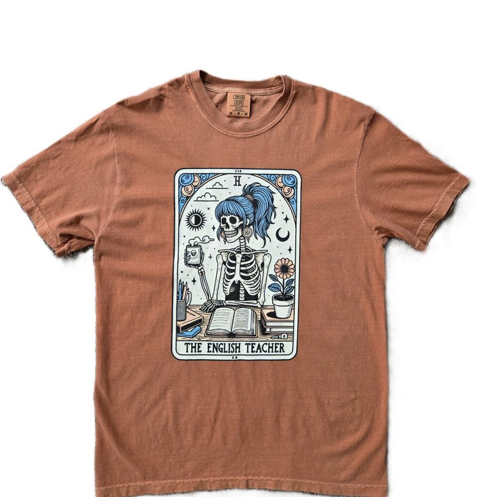 Comfort Colors English Teacher Tee M Burnt Orange
